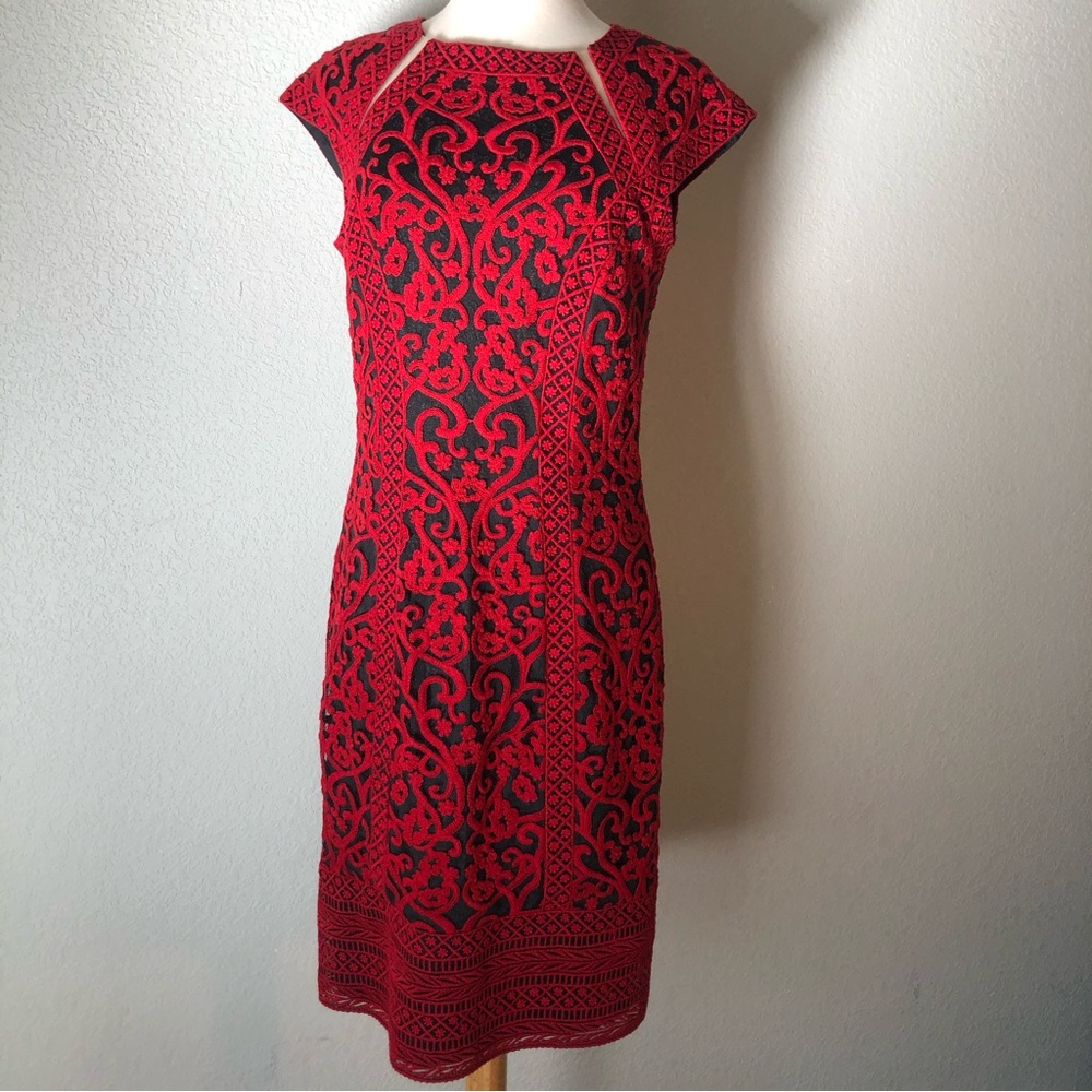 Tadashi Shoji Cocktail Dress with small see through panels